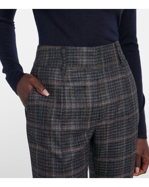 Gabriela Hearst Gray Rhein Checked Wool And Silk Flared Pants