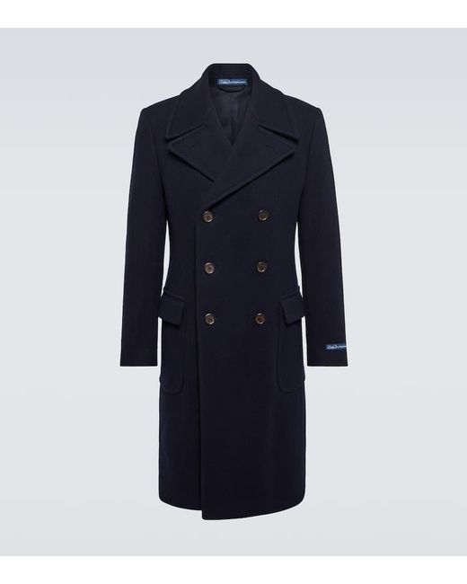 Polo Ralph Lauren Double Breasted Wool Blend Coat in Blue for Men Lyst