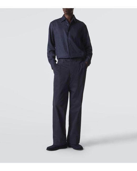 Saman Amel Blue Linen Shirt for men