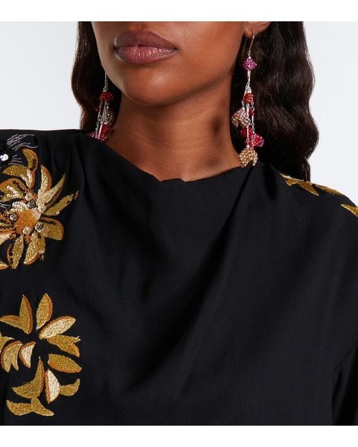 Isabel Marant Black Samsha Embellished Crepe Maxi Dress