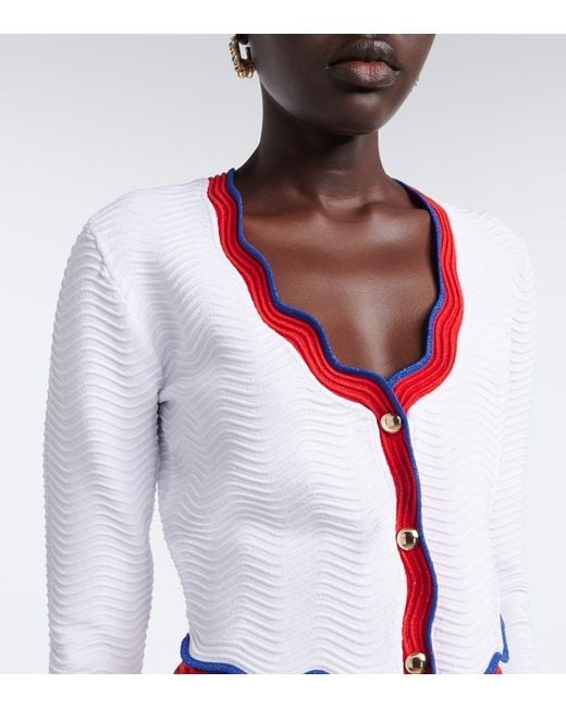 retroféte White Orlaithe Ribbed-Knit Cardigan