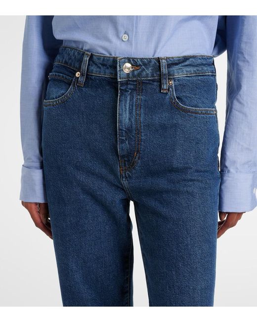 FRAME Blue The Ruler High-Rise Straight Jeans