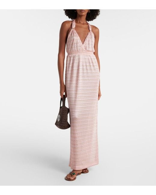 Melissa Odabash Pink Mariah Lame Maxi Dress