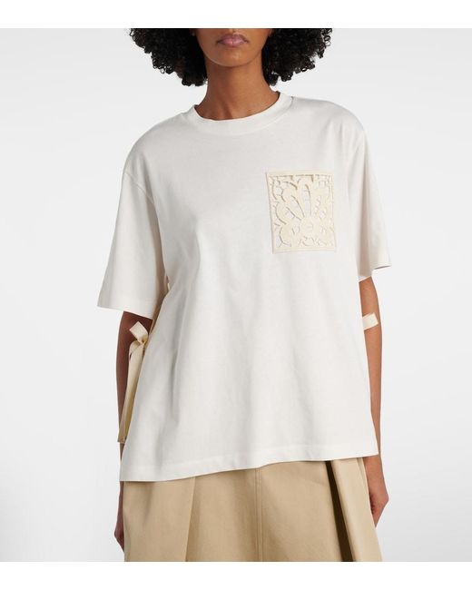 Moncler White Embroidered Oversized Cotton Jersey T-Shirt