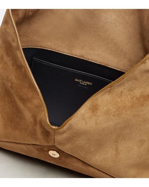 Saint Laurent Brown Clutch Cassandre Large Aus Veloursleder