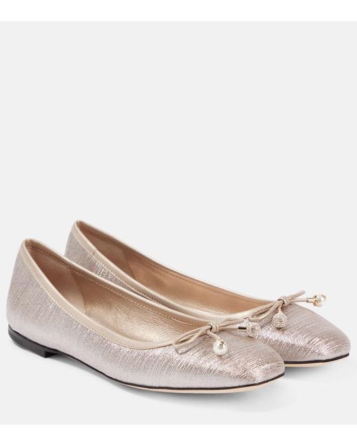 Jimmy Choo Natural Elme Glitter Ballet Flats