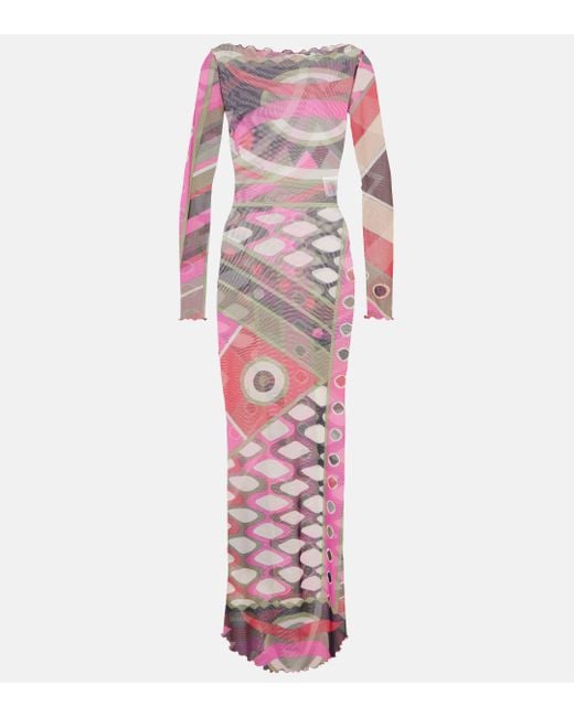 Robe longue Vivara imprimee Emilio Pucci en coloris Pink