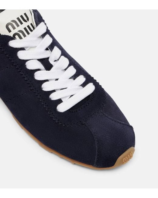 Miu Miu Blue Sneakers Plume Aus Veloursleder