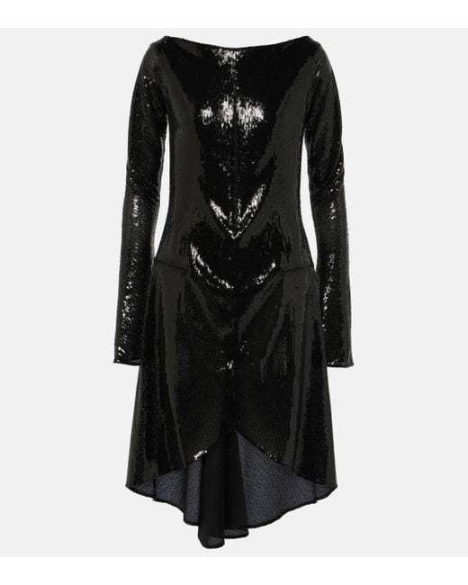 Courreges Black Ellipse Sequined Cutout Midi Dress