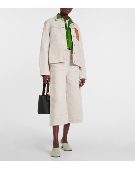 Jupe-culotte en coton et lin Loewe en coloris White