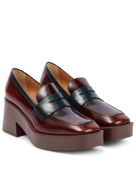Tod's Leather Platform Loafers in Brown Lyst UK
