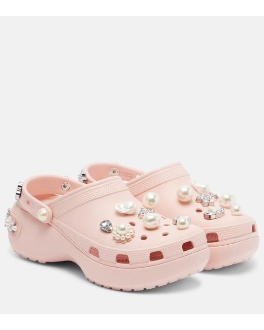 Simone Rocha Pink X Crocs Embellished Platform Clogs