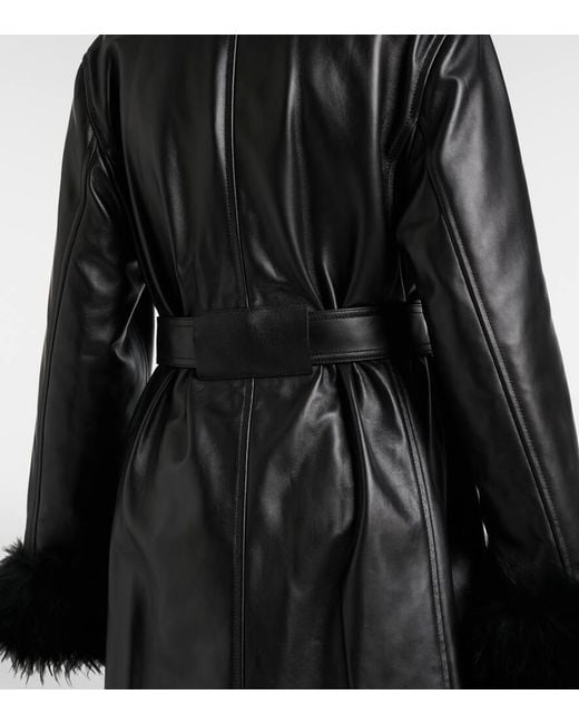 Abrigo De Piel Con Borrego Alaïa de color Black