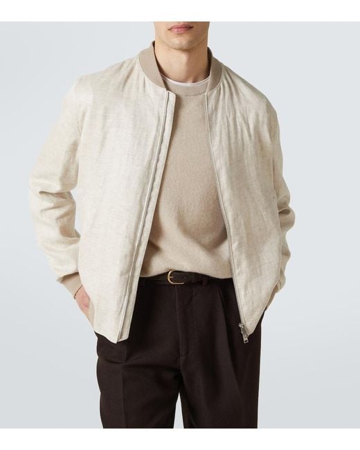 Zegna Natural Linen Bomber Jacket for men