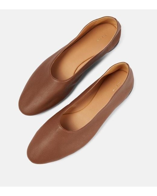 The Row Brown Awar Leather Ballet Flats