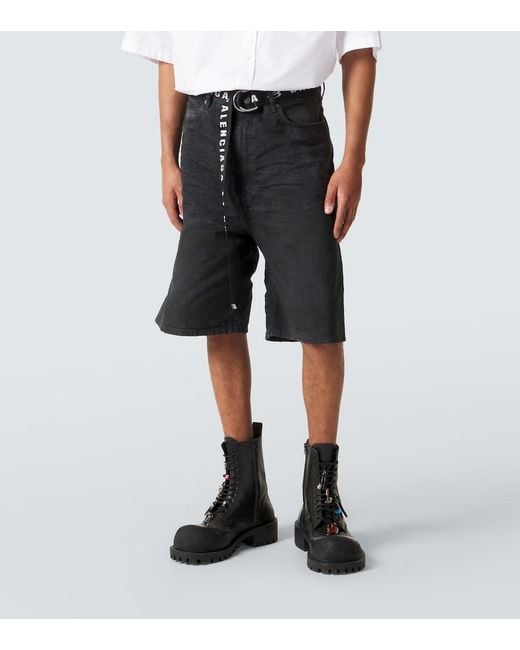 Bermudas Unity De Denim Con Cinturon Balenciaga de hombre de color Black