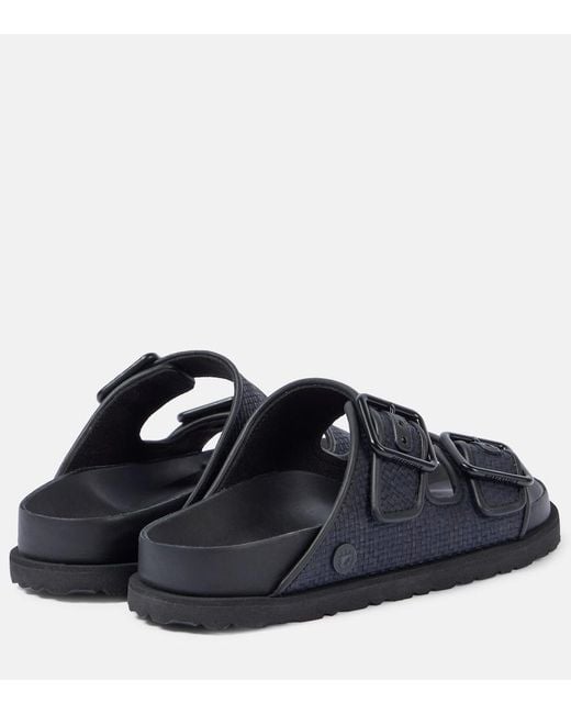 Birkenstock Blue Arizona Luxe Raffia Sandals