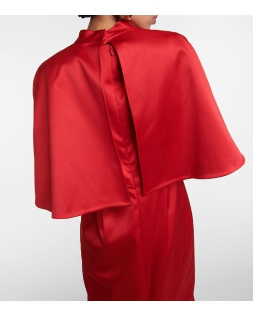 Carolina Herrera Red Caped Satin Gown