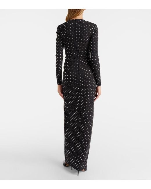 Roland Mouret Black Embellished Gathered Jersey Gown