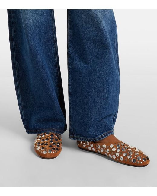FRAME Blue The Bow Barrel-Leg Jeans