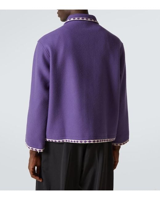 Bode Purple Bronco Embroidered Wool Jacket for men
