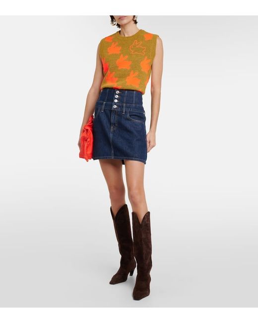 Re/done Blue High-Rise-Jeansrock Corset