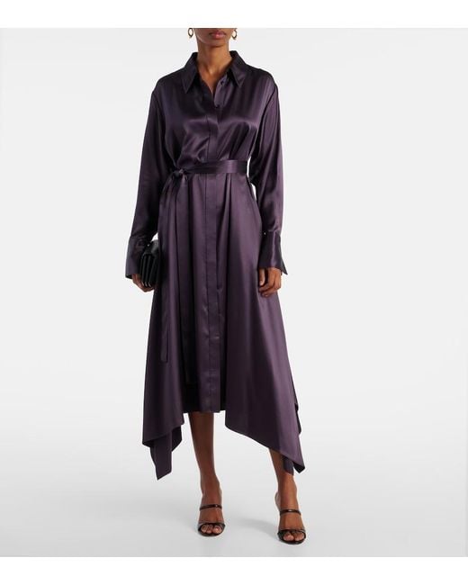 Robe Chemise Cyprien En Satin De Soie Joseph en coloris Blue
