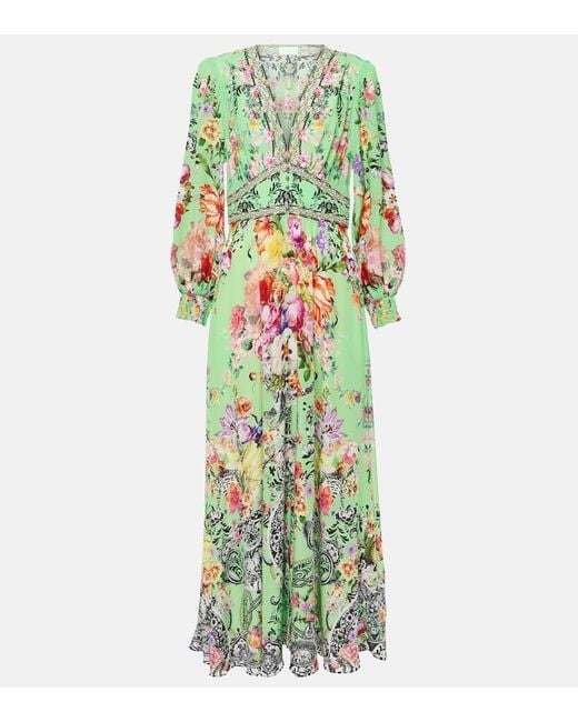 Camilla Green Porcelain Dream Silk Maxi Dress