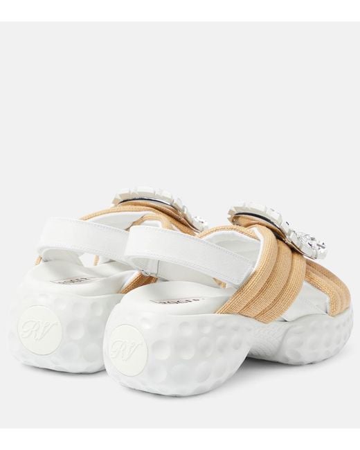 Roger Vivier Metallic Viv' Run Light Strass Buckle Sandals