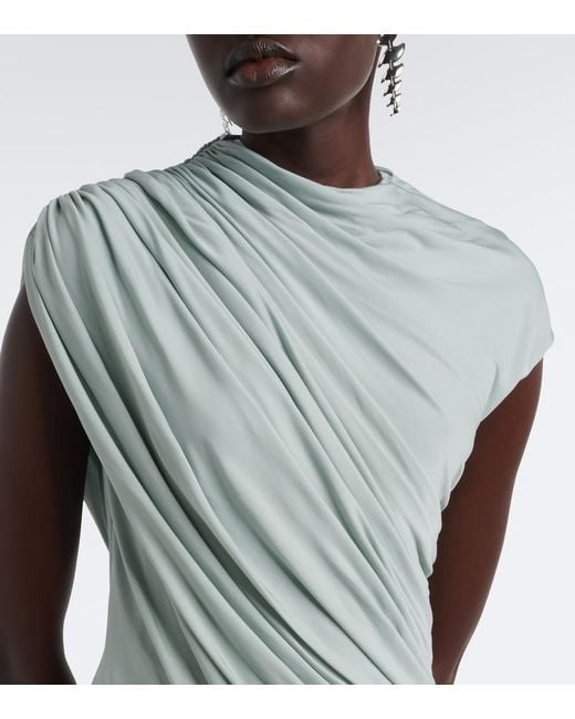 TOVE White Saffron Draped Jersey Maxi Dress