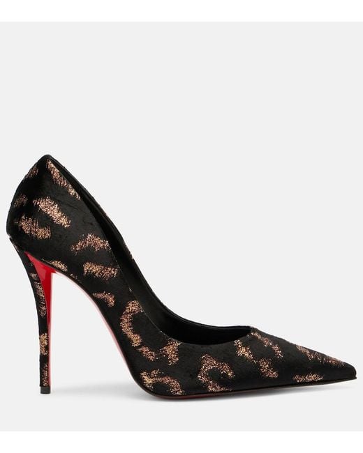 Christian Louboutin Black Miss Z Leopard-Print Velvet Pumps