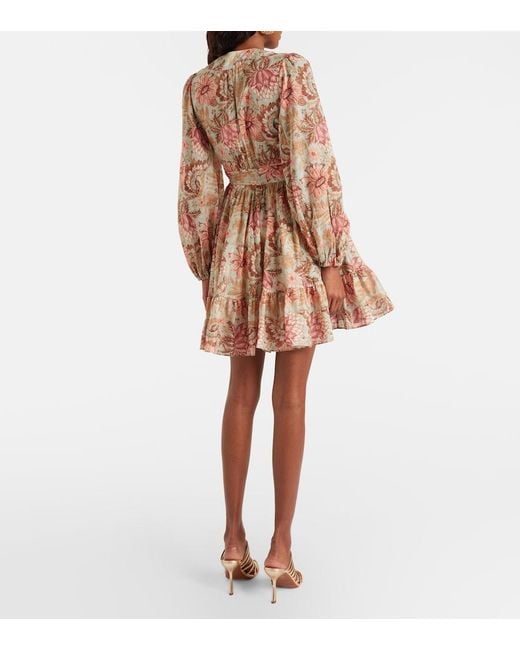 Zimmermann Pink Daylight Floral Cotton Wrap Dress