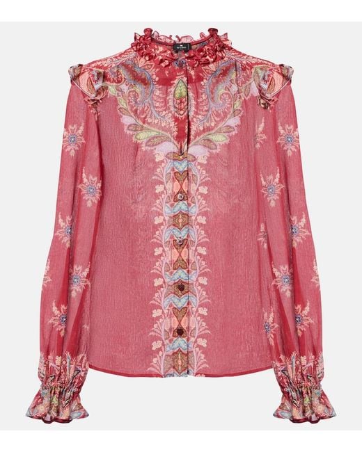 Etro Pink Printed Crepon Blouse