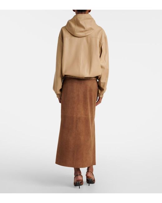 Nour Hammour Brown Leather Wrap Skirt