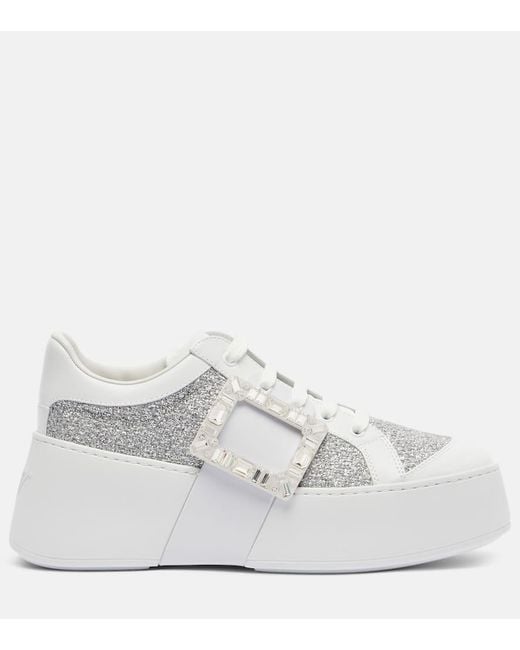 Roger Vivier White Viv' Skate Embellished Sneakers
