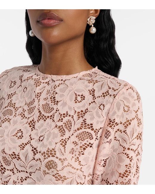 Self-Portrait Pink Floral Lace Bodysuit
