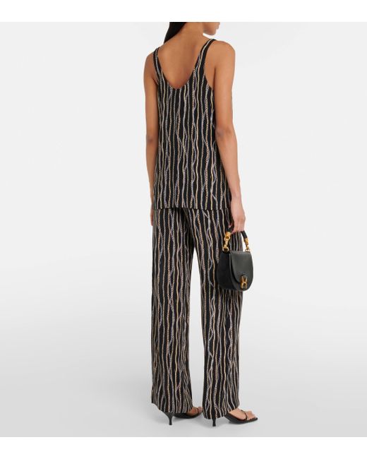 Chloé Printed Silk Tank Top in Black | Lyst UK