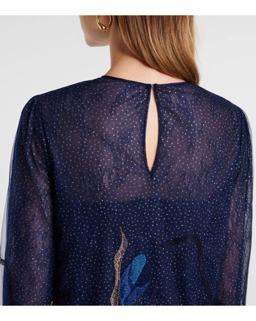 Costarellos Blue Embr Kaftan