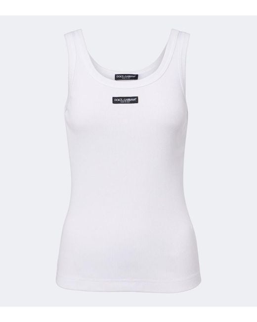Dolce & Gabbana White Logo Cotton Tank Top