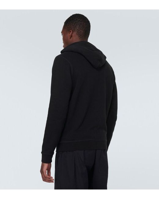 Sunspel Black Loopback Cotton Hoodie for men
