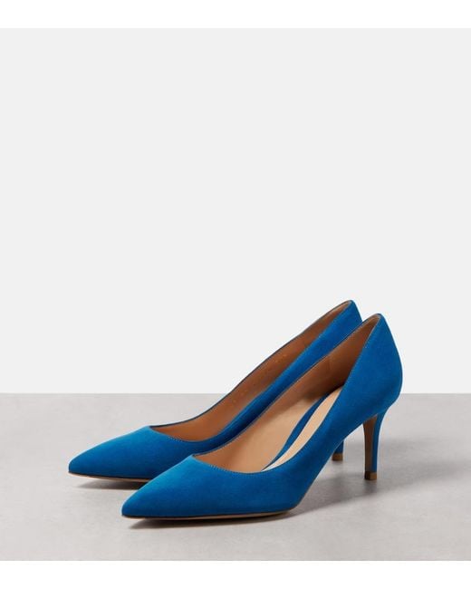 Gianvito Rossi Blue Gianvito 70 Suede Pumps