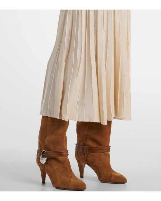 Isabel Marant Natural Ezra Pleated Semi-Sheer Crepe Skirt