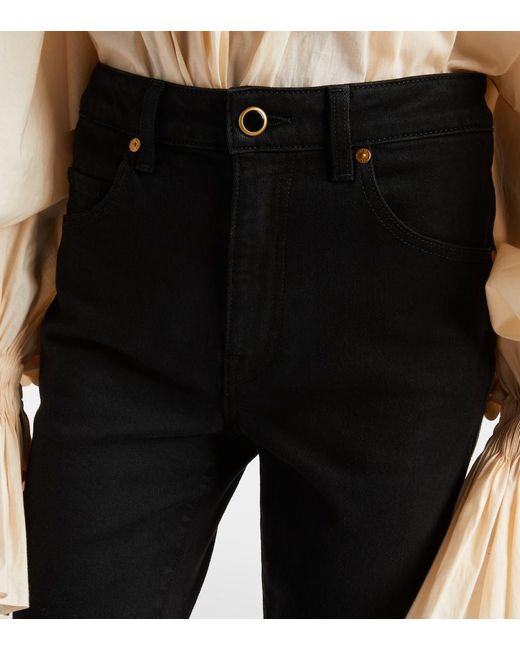 Khaite Black Vivian High-Rise Cropped Flared Jeans