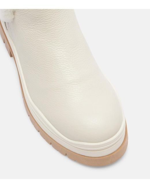 Bogner White Arosa Shearling-Lined Leather Ankle Boots