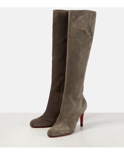 Christian Louboutin Brown Stiefel Pumppie Botta Aus Veloursleder