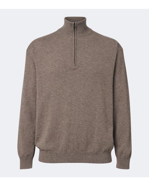 Lisa Yang Brown Augustus Cashmere Half-Zip Sweater for men