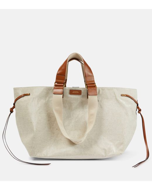 Isabel Marant Natural Wardy Leather-trimmed Canvas Tote Bag