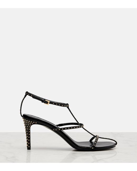 Khaite Black Cage 75 Studded Leather Sandals