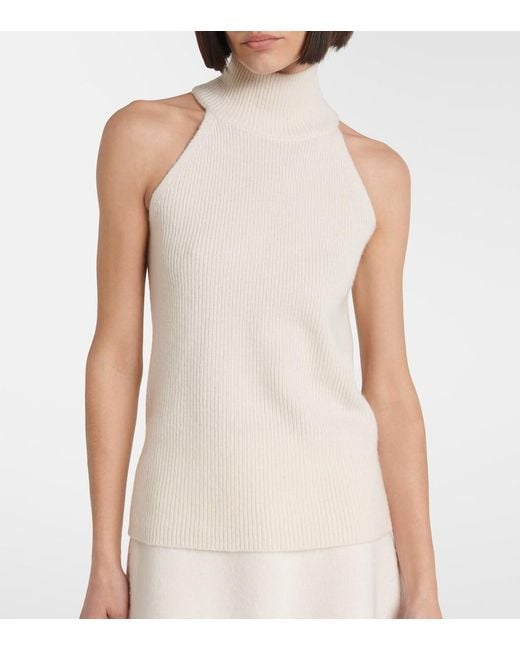 Lisa Yang White Freya Knitted Cashmere Tank Top