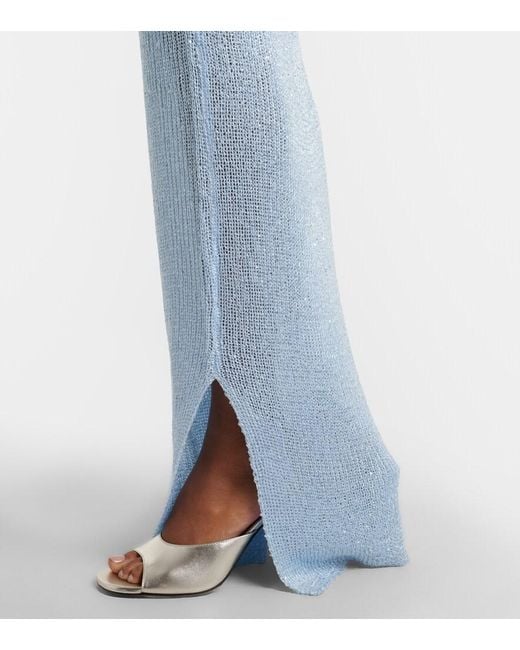 Bananhot Blue Alma Sequined Knitted Maxi Skirt